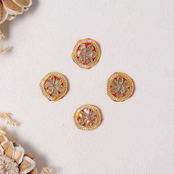 Pack of 25pc Handmade Gota Patti Applique Patches – Festive DIY Craft & Sew-on Embroidered Motifs