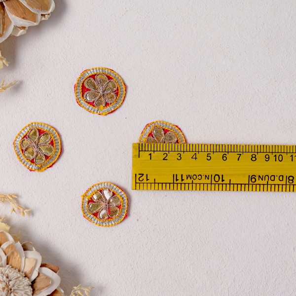 Pack of 25pc Handmade Gota Patti Applique Patches – Festive DIY Craft & Sew-on Embroidered Motifs