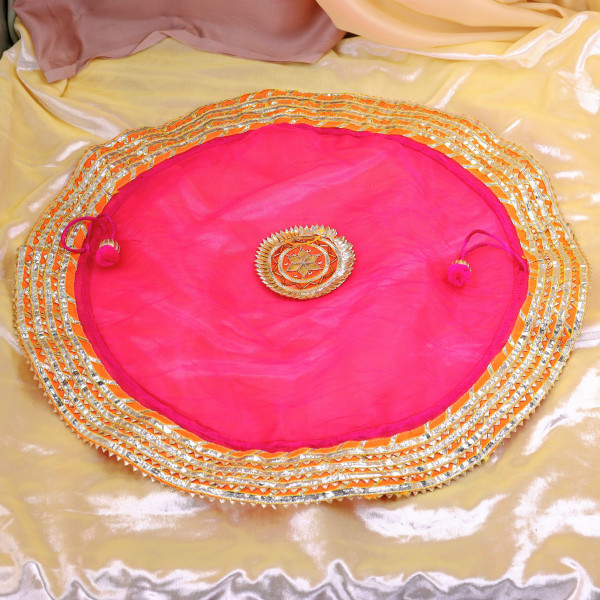 Handcrafted Gota Patti Embroidery Tissue Godh Bharai Cover