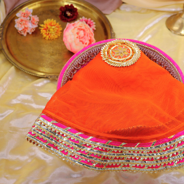 Handcrafted Gota Patti Embroidery Tissue Godh Bharai Cover