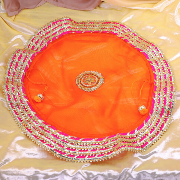 Handcrafted Gota Patti Embroidery Tissue Godh Bharai Cover