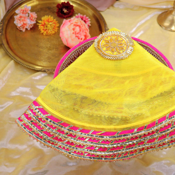 Handcrafted Gota Patti Embroidery Tissue Godh Bharai Cover