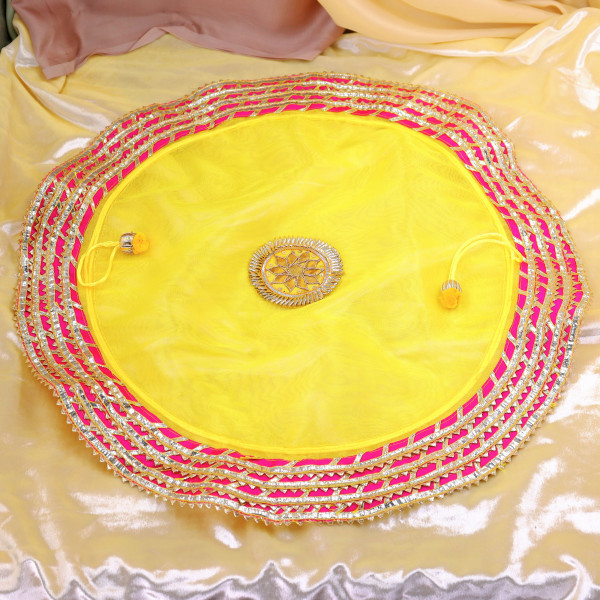 Handcrafted Gota Patti Embroidery Tissue Godh Bharai Cover