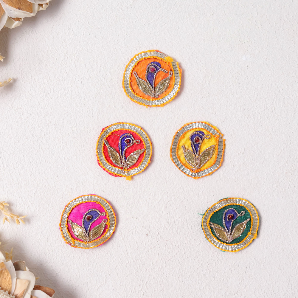 Image of Pack Of 25pcs Handcrafted Gota Patti Peacock Textured Applique Patch for Kurtis, Lehengas, and Crafts