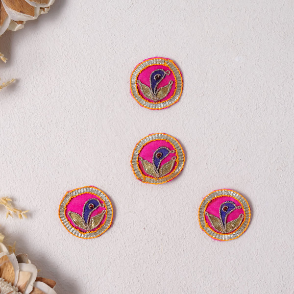Pack Of 25pcs Handcrafted Gota Patti Peacock Textured Applique Patch for Kurtis, Lehengas, and Crafts