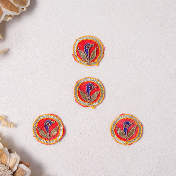 Pack Of 25pcs Handcrafted Gota Patti Peacock Textured Applique Patch for Kurtis, Lehengas, and Crafts