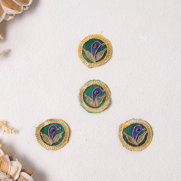 Pack Of 25pcs Handcrafted Gota Patti Peacock Textured Applique Patch for Kurtis, Lehengas, and Crafts
