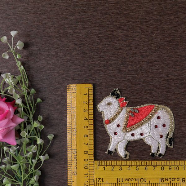 Pair Of Traditional Pichwai-Inspired Embroidered Cow Patch (Set of 2)