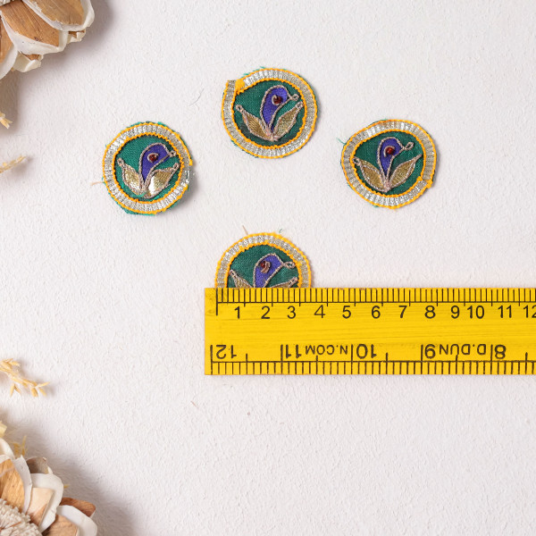 Pack Of 25pcs Handcrafted Gota Patti Peacock Textured Applique Patch for Kurtis, Lehengas, and Crafts