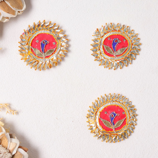 Pack Of 10Pcs Regal Peacock Texture Gota Patti Motif – Premium Embellished Dress Applique