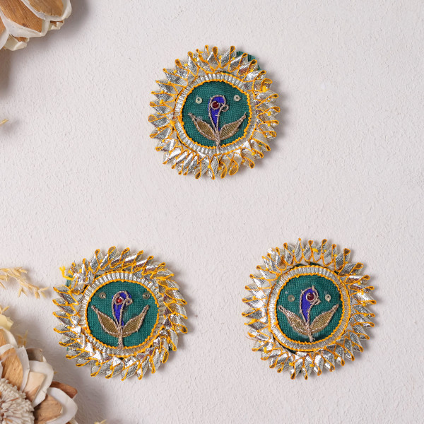 Pack Of 10Pcs Regal Peacock Texture Gota Patti Motif – Premium Embellished Dress Applique