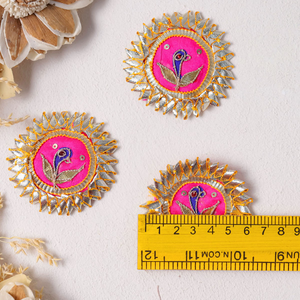 Pack Of 10Pcs Regal Peacock Texture Gota Patti Motif – Premium Embellished Dress Applique