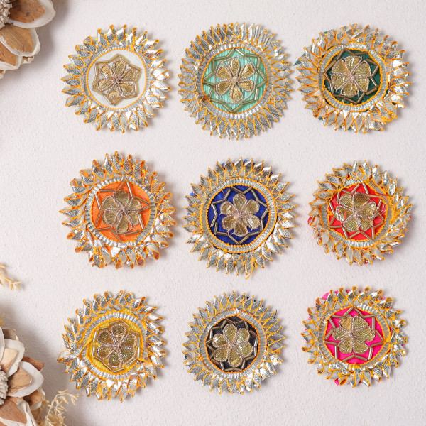 Pack of 10Pcs Luxury Gota Patti Floral Applique Motif | Premium Dress Embellishment Patch