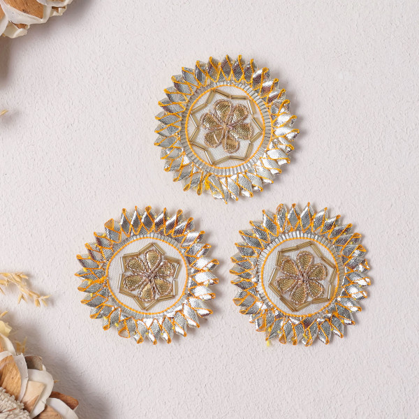 Pack of 10Pcs Luxury Gota Patti Floral Applique Motif | Premium Dress Embellishment Patch
