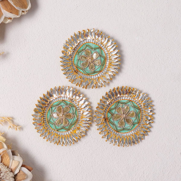 Pack of 10Pcs Luxury Gota Patti Floral Applique Motif | Premium Dress Embellishment Patch