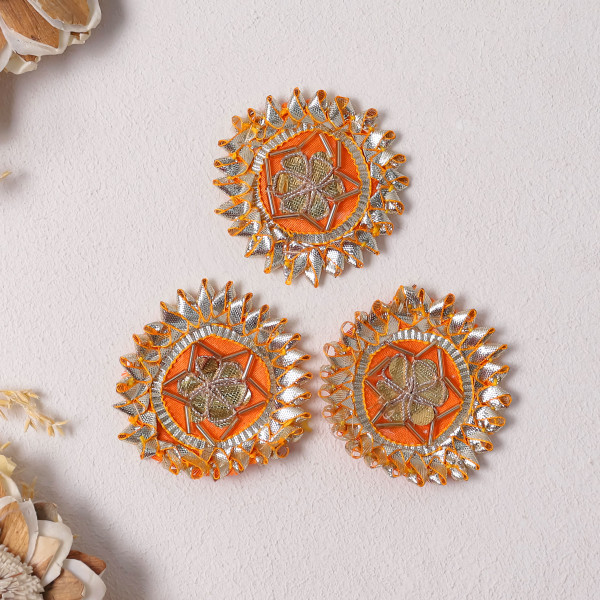 Pack of 10Pcs Luxury Gota Patti Floral Applique Motif | Premium Dress Embellishment Patch