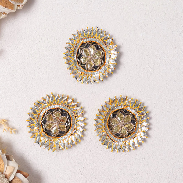 Pack of 10Pcs Luxury Gota Patti Floral Applique Motif | Premium Dress Embellishment Patch
