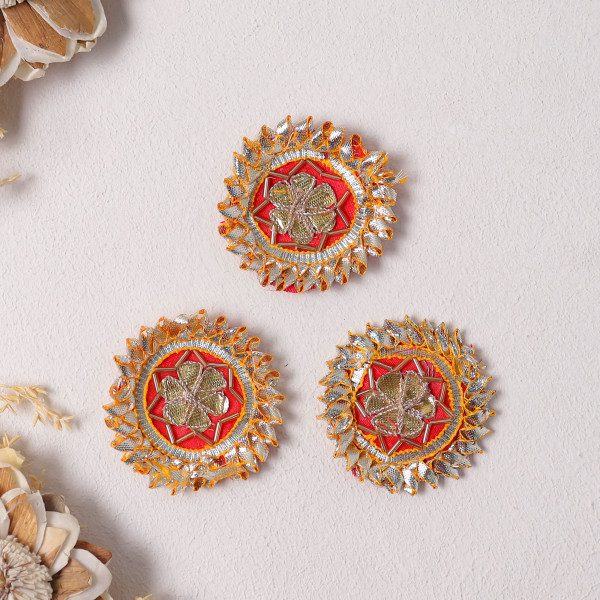 Pack of 10Pcs Luxury Gota Patti Floral Applique Motif | Premium Dress Embellishment Patch