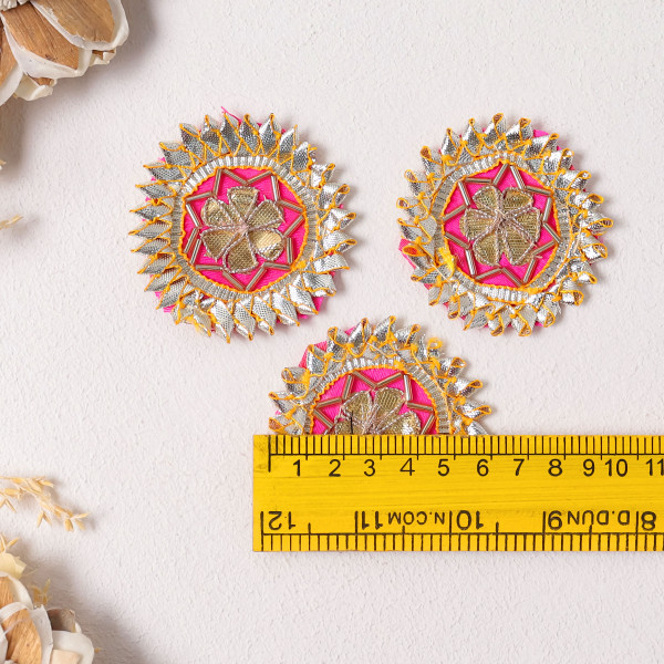 Pack of 10Pcs Luxury Gota Patti Floral Applique Motif | Premium Dress Embellishment Patch