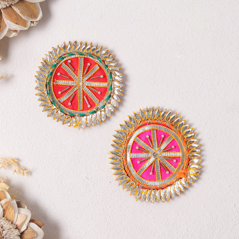 Image of Pack Of 10Pcs Handmade Gota Patti &amp; Bead Embellished Applique Patch for Dresses