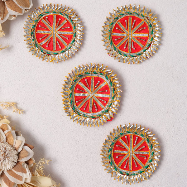 Pack Of 10Pcs Handmade Gota Patti & Bead Embellished Applique Patch for Dresses