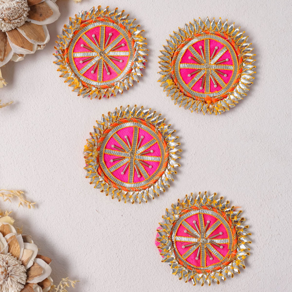 Pack Of 10Pcs Handmade Gota Patti & Bead Embellished Applique Patch for Dresses