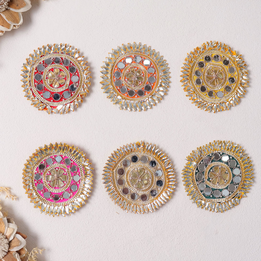 Image of Pack Of 10pcs Traditional Gota Patti Mirror Work Applique Patch / Ethnic Dress Motif