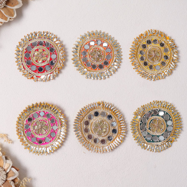 Pack Of 10pcs Traditional Gota Patti Mirror Work Applique Patch / Ethnic Dress Motif