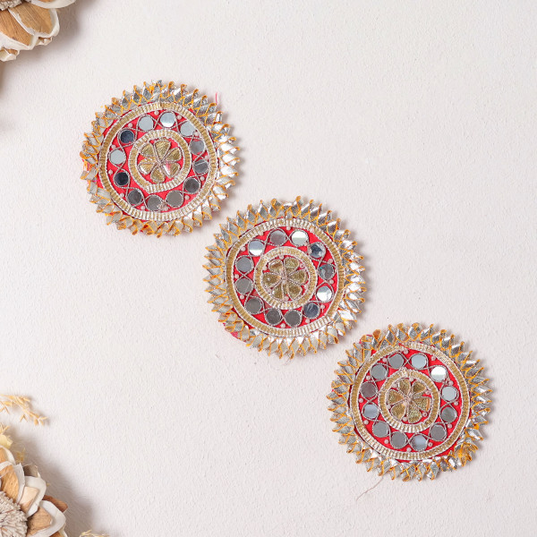 Pack Of 10pcs Traditional Gota Patti Mirror Work Applique Patch / Ethnic Dress Motif