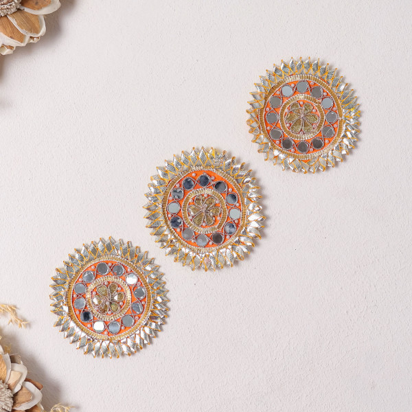 Pack Of 10pcs Traditional Gota Patti Mirror Work Applique Patch / Ethnic Dress Motif