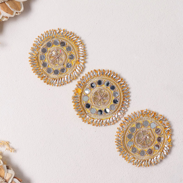 Pack Of 10pcs Traditional Gota Patti Mirror Work Applique Patch / Ethnic Dress Motif
