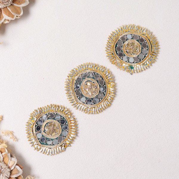 Pack Of 10pcs Traditional Gota Patti Mirror Work Applique Patch / Ethnic Dress Motif