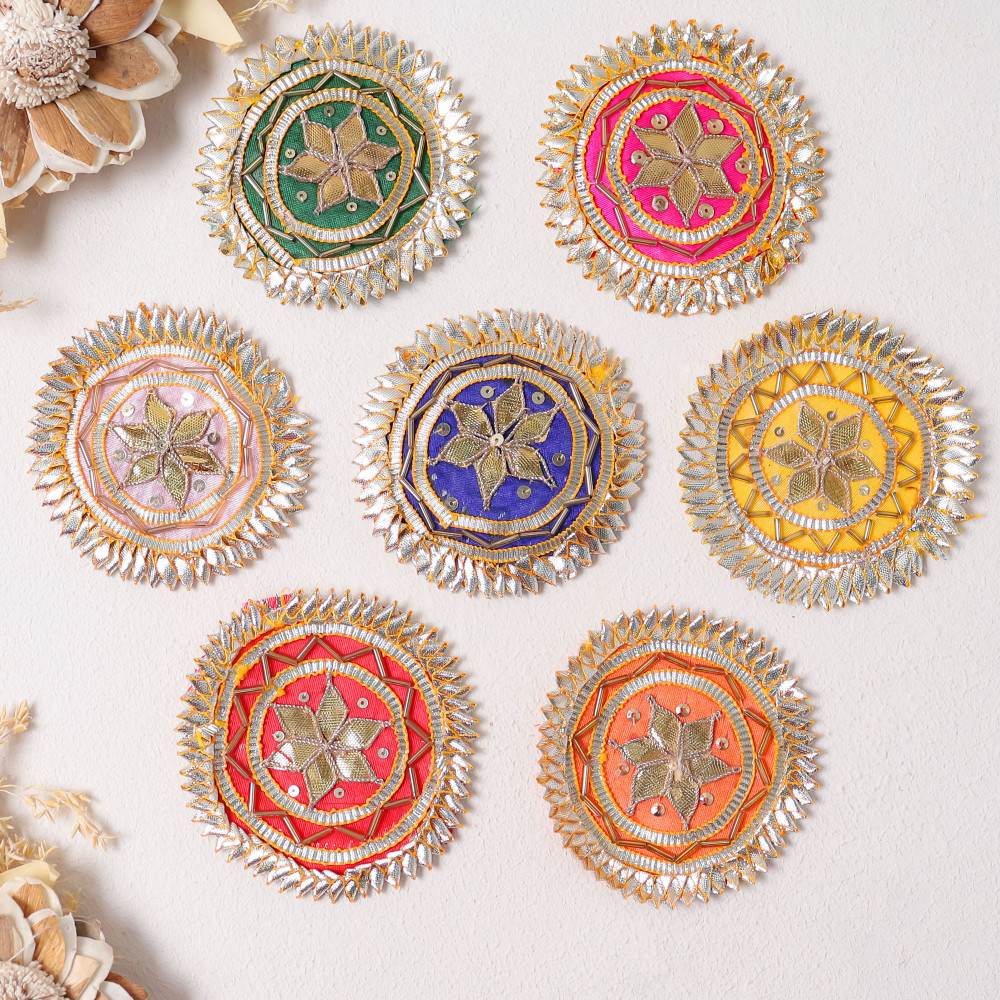 Image of Pack Of 10Pcd Luxury Gota Patti &amp; Beaded Embellished Floral Dress Patch
