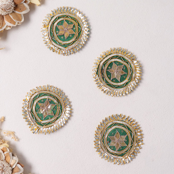 Pack Of 10Pcd Luxury Gota Patti & Beaded Embellished Floral Dress Patch