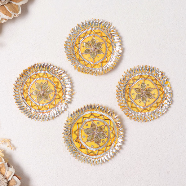 Pack Of 10Pcd Luxury Gota Patti & Beaded Embellished Floral Dress Patch