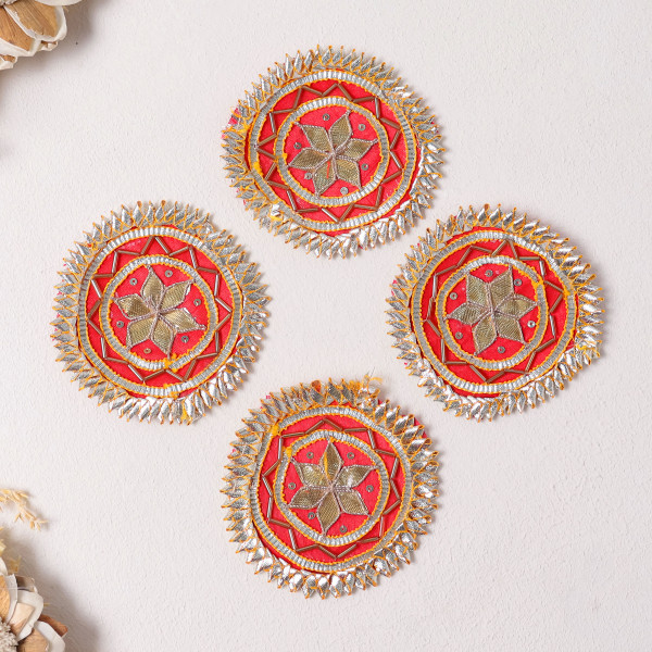 Pack Of 10Pcd Luxury Gota Patti & Beaded Embellished Floral Dress Patch