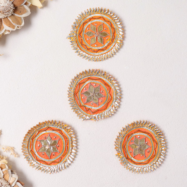 Pack Of 10Pcd Luxury Gota Patti & Beaded Embellished Floral Dress Patch