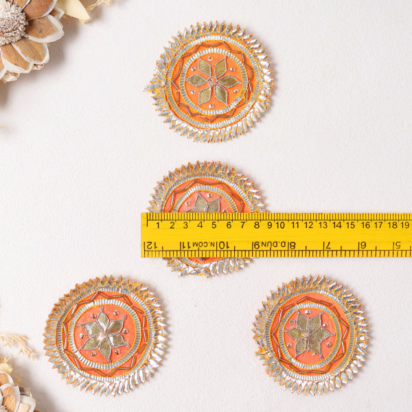 Pack Of 10Pcd Luxury Gota Patti & Beaded Embellished Floral Dress Patch