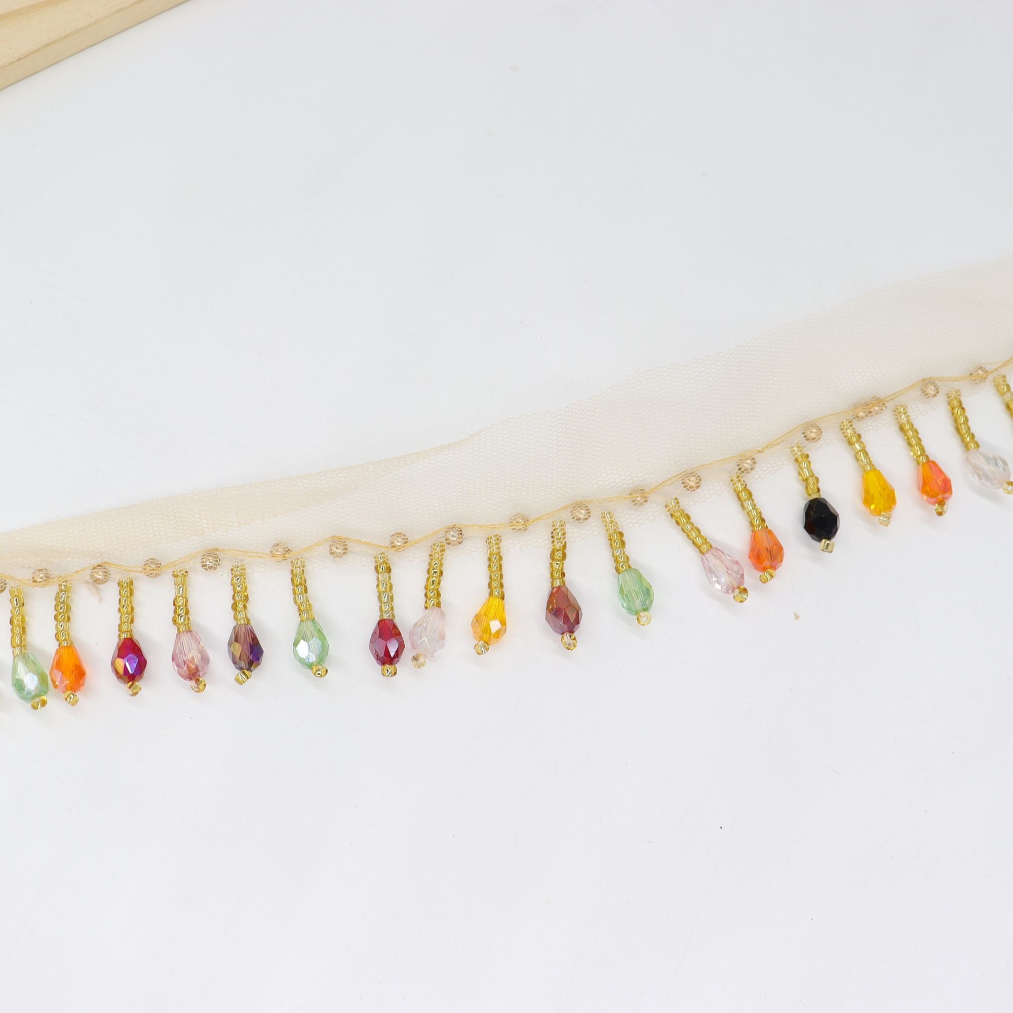 Beautiful Colorful Glass Beading Lace Trim, Beaded Ribbon For Home Decor, Wedding Dress, Millinery, Hats, Millinery, Scarf, Dupatta Beautiful Colorful Glass Beading Lace Trim, Beaded Ribbon For Home Decor, Wedding Dress, Millinery, Hats, Millinery, Scarf, Dupatta