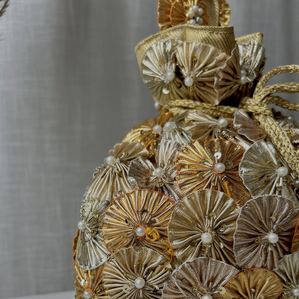 Golden Gota Flower Embellished Potli Bag