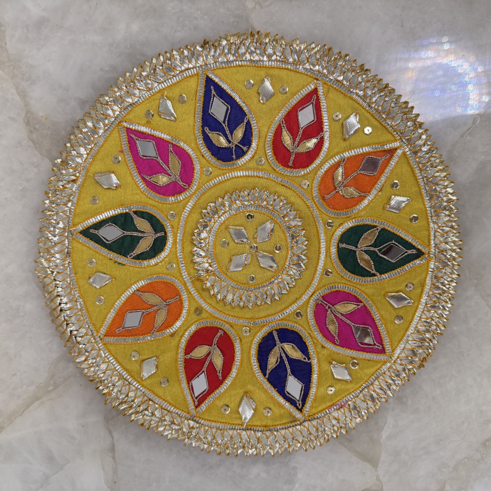 Image of Yellow Gota Patti Rangoli – 9 Inches