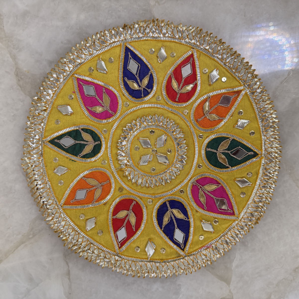 Yellow Gota Patti Rangoli – 9 Inches