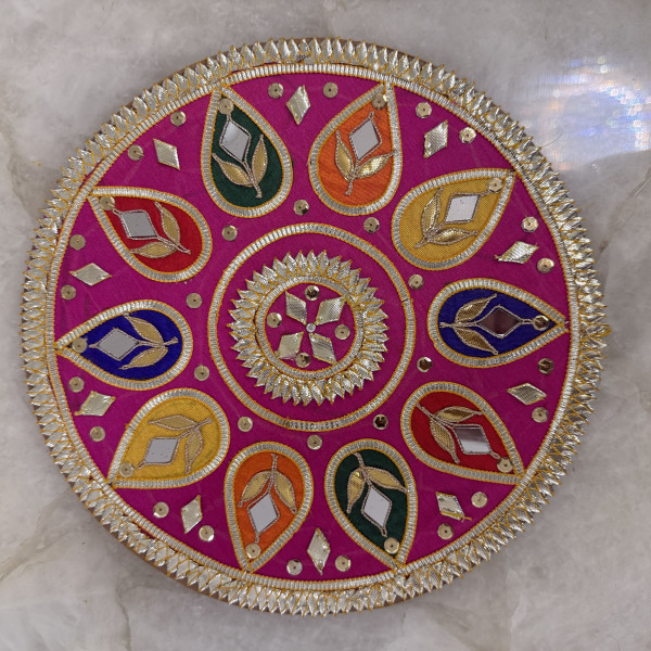Pink Gota Patti Rangoli – 9 Inches