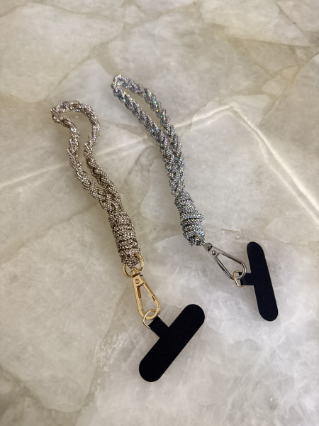 Rhinestone Braided Wrist Sling