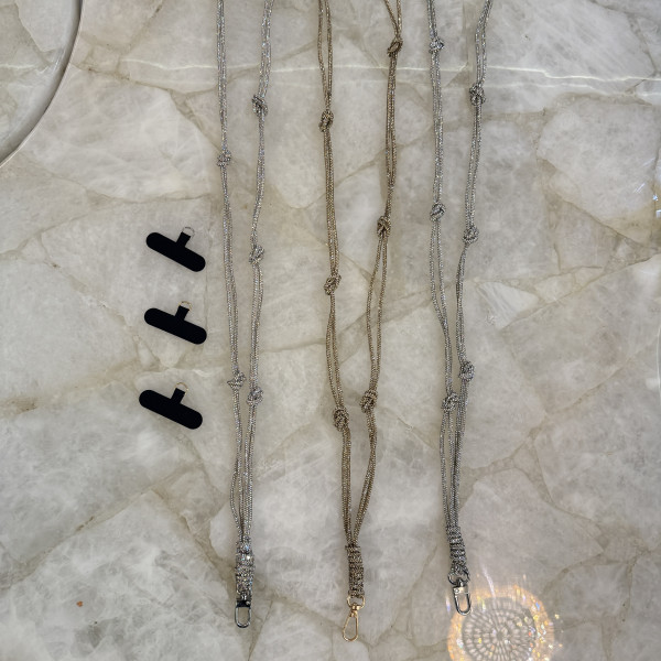 Knotted Double-Line Rhinestone Mobile Sling