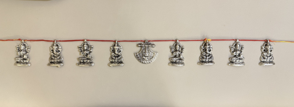 Image of Lightweight White Metal Ganesh Ji and Lakshmi Ji Bandarwal | Oxidized Finish