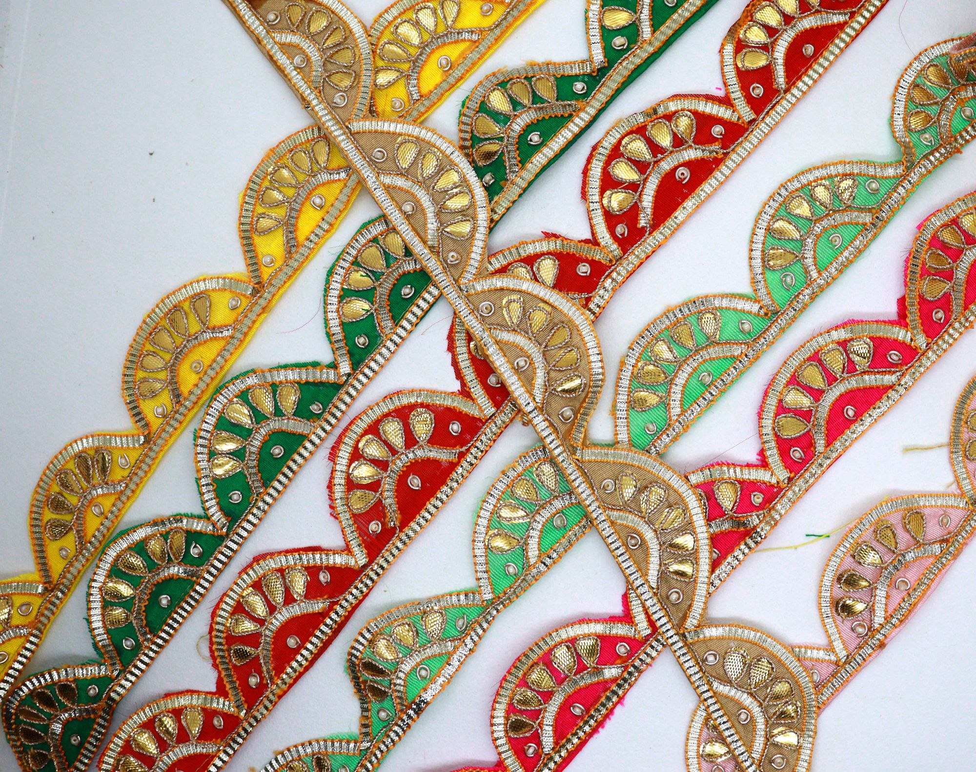 Embellish indian traditional handmade cut work gota patti couture saree embroidery lace border Gota trim | Embellish indian traditional handmade cut work gota patti couture saree embroidery lace border Gota trim |