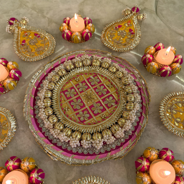 Five-Second Yellow Gota Patti Rangoli – Set of 11
