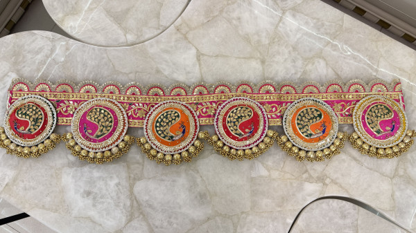 Multicolour Hand-Embroidered Gota Patti Peacock Bandarwal | Toran