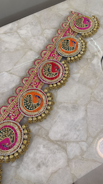 Multicolour Hand-Embroidered Gota Patti Peacock Bandarwal | Toran